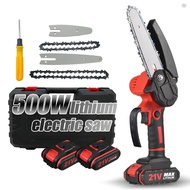 Mini Chainsaw 4 inch 6 inch Portable Chainsaw with Security Lock 2 Chains 21V Rechargeable Battery Operated Electric Chainsaw Cordless for Branches Wood Cutting Tree Trimming