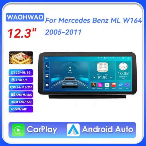 12.3" Android 16 CarPlay Auto Car Radio For Mercedes Benz ML GL W164 ML350 ML500 GL320 X164 ML280 GL