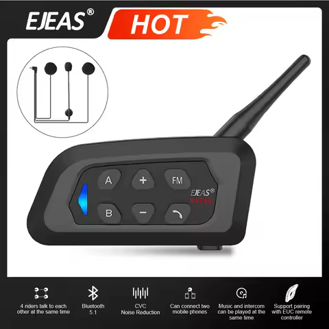 EJEAS V4 Plus Motorcycle Helmet Headset Intercom Bluetooth Wireless IP65 Waterproof FM Radio, Group 