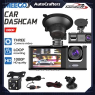 3 Channel Dash Cam Front Inside Rear 2" IPS Screen Triple Lens Car DVR Dash Camera Recorder, 1080P F