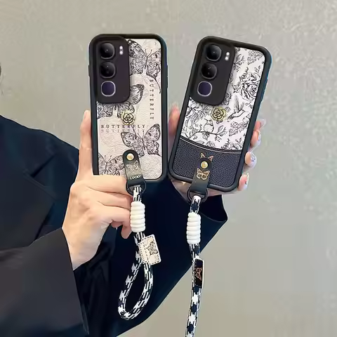 For Vivo Y19S Y29 Y19E Y19 Y18 Y18E Y17S Y17 Y15 Y15S Y15A Y12 Retro Ink Butterfly Chic Flower Wrist