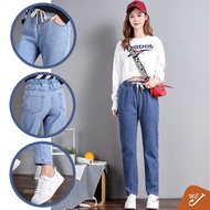 McJoden - YUMI Women Jeans Elastic Waist Harlem Pants Woman Casual Long Pants Seluar Denim Seluar Je