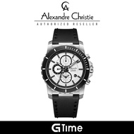 [Official Warranty] Alexandre Christie 6141MCLSSSL Leather Strap 44.20mm Men's Chronograph Watch 614
