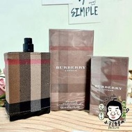 《小平頭香水店》BURBERRY LONDON 倫敦 男性淡香水 30ML 50ML 100ML TESTER