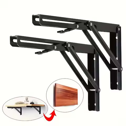 11.81x6.42 inch/30x16.3 cm 2Pcs Sturdy Folding Shelf Brackets - Heavy Duty Triangle Table Bench Fold