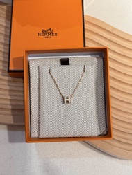 門市現貨Hermes mini pop h 白玫瑰金項鍊