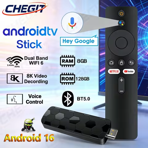 Android 16 8K Ultra HD TV Stick R3+ Dual UI Interface Dual Wifi 2.4G/5.8G 8GB+128GB RK3518 Quad Core