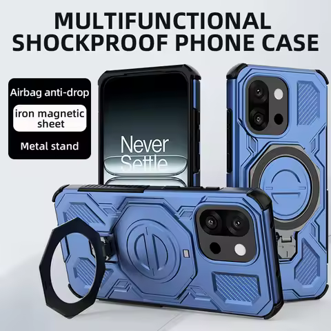 Armor Geometric Ring Stand Case For Oneplus nord 4 5G 1+ 13 13T 13R Magnetic Cover For One Plus Ace 