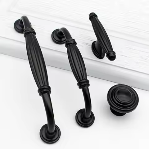 96/128/160/192mm Black Drawer Pulls kitchen cabinet handles Door Knobs and Handles Drawer Knob Furni
