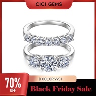 CICI GEMS Moissanite Ladies Ring 2CT D VVS1 3 Stacking Ring 18K Gold-Plated Laboratory Creative Hypo