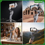 [HomylabMY] Phone Gimbal Stabilizer 360 Degree Rotation for Video Recording Fill Light with Focus Wh