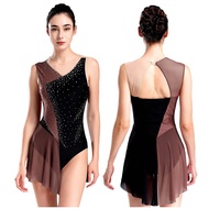 Rhinestones Ice Figure Skating Dress Women Gymnastics Leotard Competition Performance Wear Training 