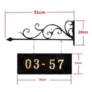 Hanging House Number Plaque, House Unit Number Plate including iron art hanger, Acrylic plate &amp; 3D number (Arrow Style)