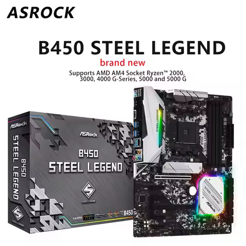 ASROCK B450 STEEL LEGEND AM4 Motherboard B450 CPU support Ryzen 5 5600X 5600G 7 5800X3D 5700G 9 3900