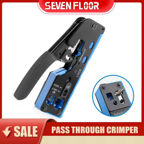 Ethernet All-in-one Wire Tool RJ45 Crimp Plier Pass Through Crimper Stripper Cutter for Cat7 Cat6 Ca