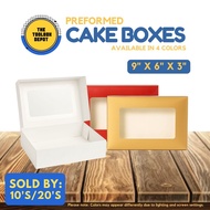 Preformed Cake Box – 9x6x3in | With Window | White / Red / Gold / Kraft | Brownies Box 10pcs / 20pcs