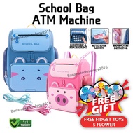 Bag pack Kids Schoolbag ATM Machine Tabung Simpanan Safe Box Tabung password Mini ATM machine