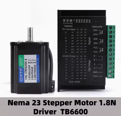 Nema 23 Stepper Motor D Shaft 2 Phase 4-Leads 57x76mm 1.8N 57BYG250C with TB6600 Driver For 3D Print