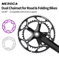 MEROCA 53-39T Double Chainring 130 BCD Aluminum Dual Chainring For 9/10/11 Speed Road Bike Folding B
