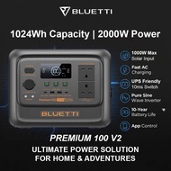 BLUETTI Premium 100 V2 Portable Power Station | 2000W 1024Wh LiFePO₄ | Solar Generator UPS Camping H
