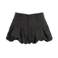 2025 Summer Fashion Hot Girl Street Style Bud Skirt Solid Color Low Waist Skirt Ruffle Hip Bubble Sk