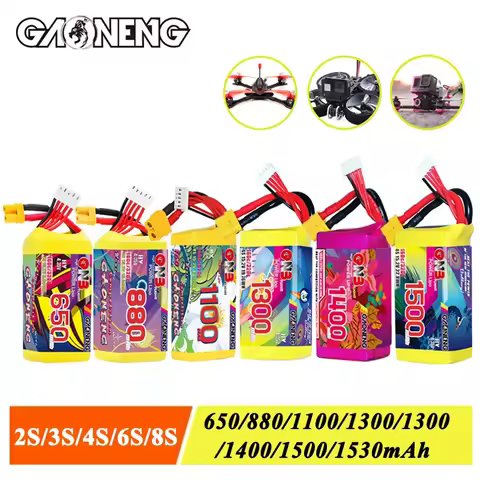 GNB 2S 3S 4S 6S 8S Lipo Battery 650/880/1100/1300/1400/1500/1530mAh 160C for RC FPV Drone Quadcopter