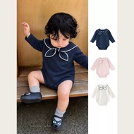 [Uzfkids Baby & Kids] Small Bow Tie Lapel Baby Onesie/Baby Onesie/Long Sleeve Onesie