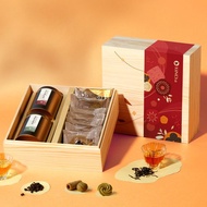 年節禮盒 | 松木精裝 茶點╳茶葉 10入 阿薩姆曲奇&鐵觀音蛋捲