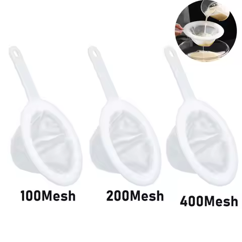 100/200/400 Mesh Washable Nylon Ultra Fine Filter Mesh Strainer Spoon Sieve Soy Milk Juice Coffee Te