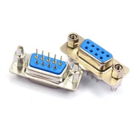 10pcs DP9 9 Pin Male/Female Blue Straight Pin DB9 D-sub PCB Mount RS232 Serial Port Connector COM po