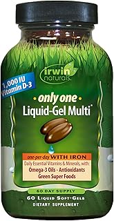 Irwin Naturals Only One Liquid-Gel Multi with Iron Daily Essential Vitamins, Minerals, Antioxidants,