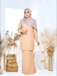 (S - 5XL) NUDE BROWN KURUNG PLAIN PLUS SIZE SEDONDON BRIDESMAID KENDURI RAYA MODERN RIAU KEBARUNG KE