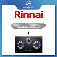 RINNAI RH-S269-SSR 90CM STAINLESS STEEL SLIMLINE HOOD + RINNAI RB-983G FLEXIHOB 88CM 3 BURNER GLASS BUILT-IN GAS HOB