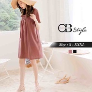 OB DESIGN ★ OBDESIGN ★ ORANGEBEAR ★ CHIFFON SHORT SLEEVE DRESS ★ 2 COLORS ★ S-XXXL SIZE ★ PLUS SIZE