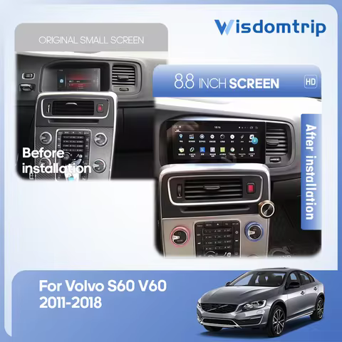 8.8"inch Car Multimedia For Volvo S60 V60 2011-2018 4G WiFi Carplay+Android Video Player GPS Navigat