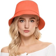 Unisex Athletic Bucket Hat Solid Colors Sun Hat with UV Protection for Outdoor Sports Packable Summer Hats Orange One Size