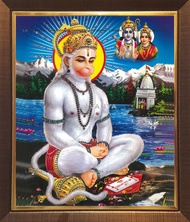 Hanuman White Digital Photo with Frame and Glass (L324AR)