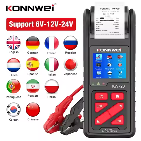 KONNWEI KW720 KW710 KW700 6V/12V/24V Battery Tester Motorcycle Car Truck Battery Analyzer With Built