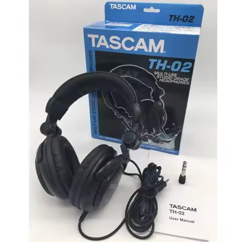 Tascam TH-02 Closed Back multi-use studio Headphones Black professional head-mounted studio recordin