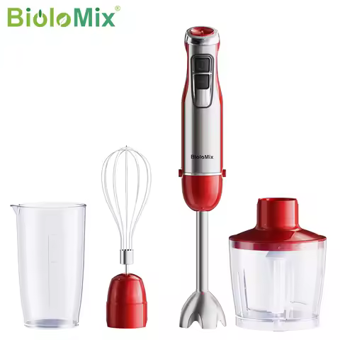 BioloMix 4-in-1 Hand Stick Blender 1200W Stainless Steel Immersion Mixer Chopper Smoothie Cup Ice Bl