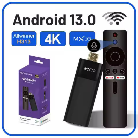 4K Stick TV MX10 F3PRO Allwinner H313 Mali-G31 Android 13 OS Wi-Fi6 Dual-Band 2.4G+5G+BT5.4 Built-In