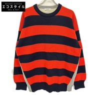 Valentino WV3KC15F7HM Orange x Navy x Gray Patchwork Knit Top, Size M [Used]