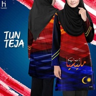 Baju T-shirt Merdeka | Muslimah Jersey | Tun Teja dan Pahlawan | Lengan Panjang | Cutting A (READY STOCK)