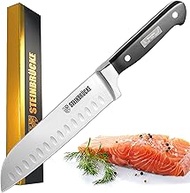 STEINBRÜCKE Santoku Knife - 7 inch Kitchen Knife Forged from German Stainless Steel 5Cr15Mov(HRC58),