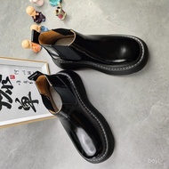 Taiwan Shipping Martin Boots Women's Mid-Tube Chelsea Thin Green Women British Style 2024 Autumn Gen