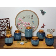 Tea Jar Tea Jar/Dried Tea Jar Tea Container with Blue Fire Enamel Copper Lid
