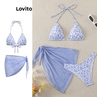Lovito Boho Bikini Sets Ditsy Floral Wrap Pattern Bikini Sets for Women LBL16838