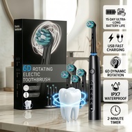 6D  5 IP67 USB-C  Berus Gigi Elektrik 6D Berputar Hitam Putih 5 Mod Kalis Air IP67 USB-C