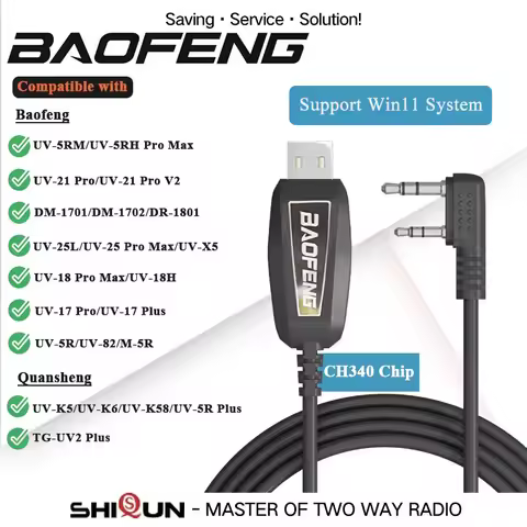 USB Programming Cable for UV-5RHProMax UV-18 Pro Max UV-17 UV-25 Quansheng UV-K6 Support Window 11 D