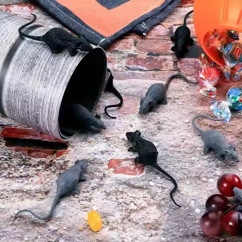 20PCS Plastic Mini Fake Rat Hallowen Mouse Toys Decor Realistic Pranks Rats Simulated Big Small Mous